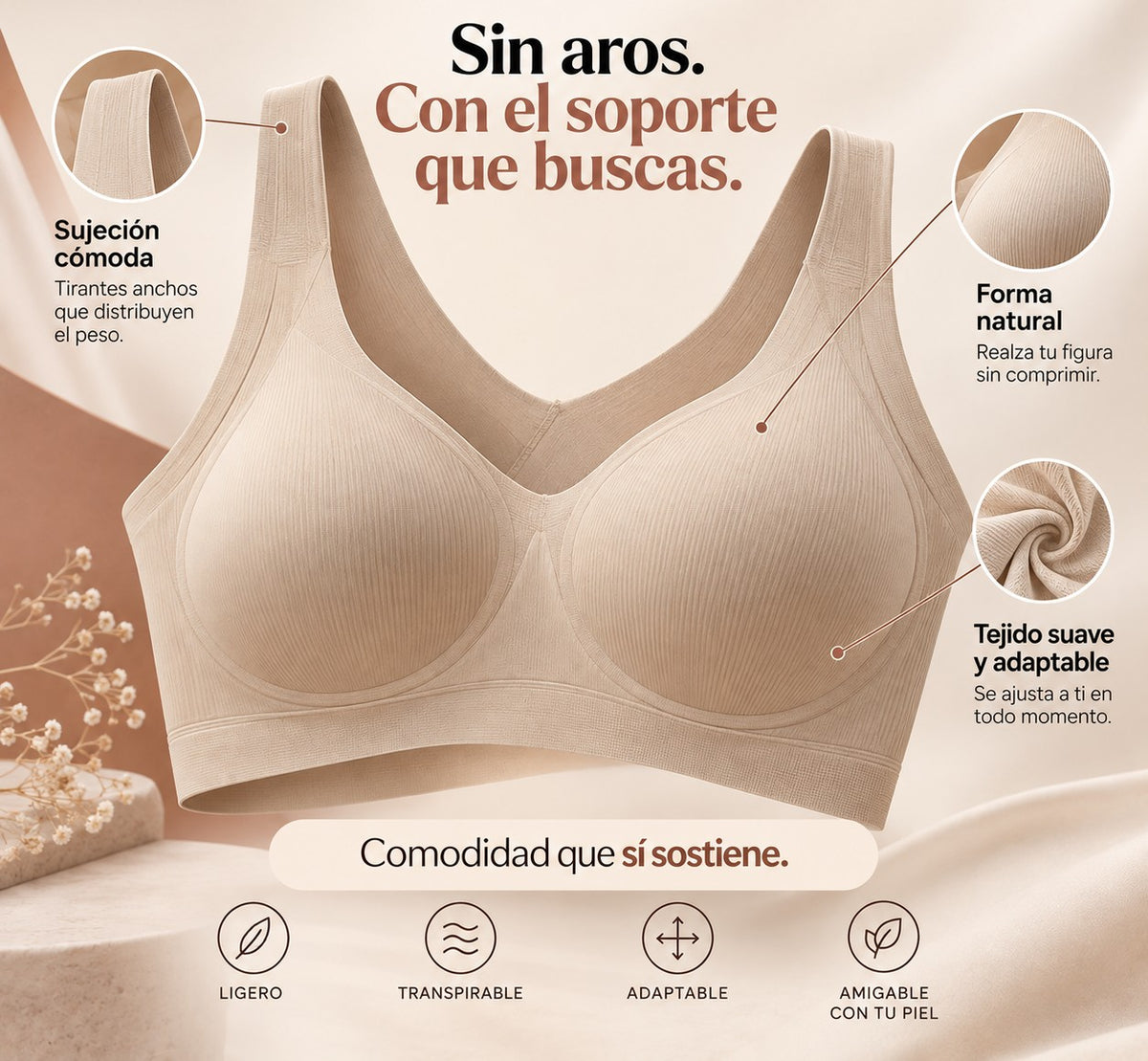 Pack 3 Sostenes Premium Sin Aros SoftLift™ [ÚLTIMAS UNIDADES]
