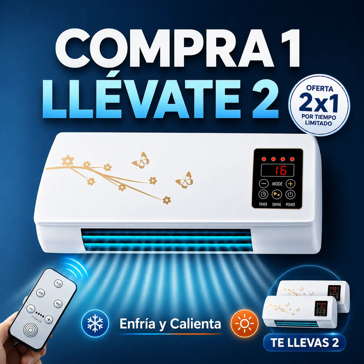 Compre 1 Llévate 2 - Mini Aire Acondicionado Portátil 2 en 1 TurboHielo [CALIENTA Y ENFRÍA]